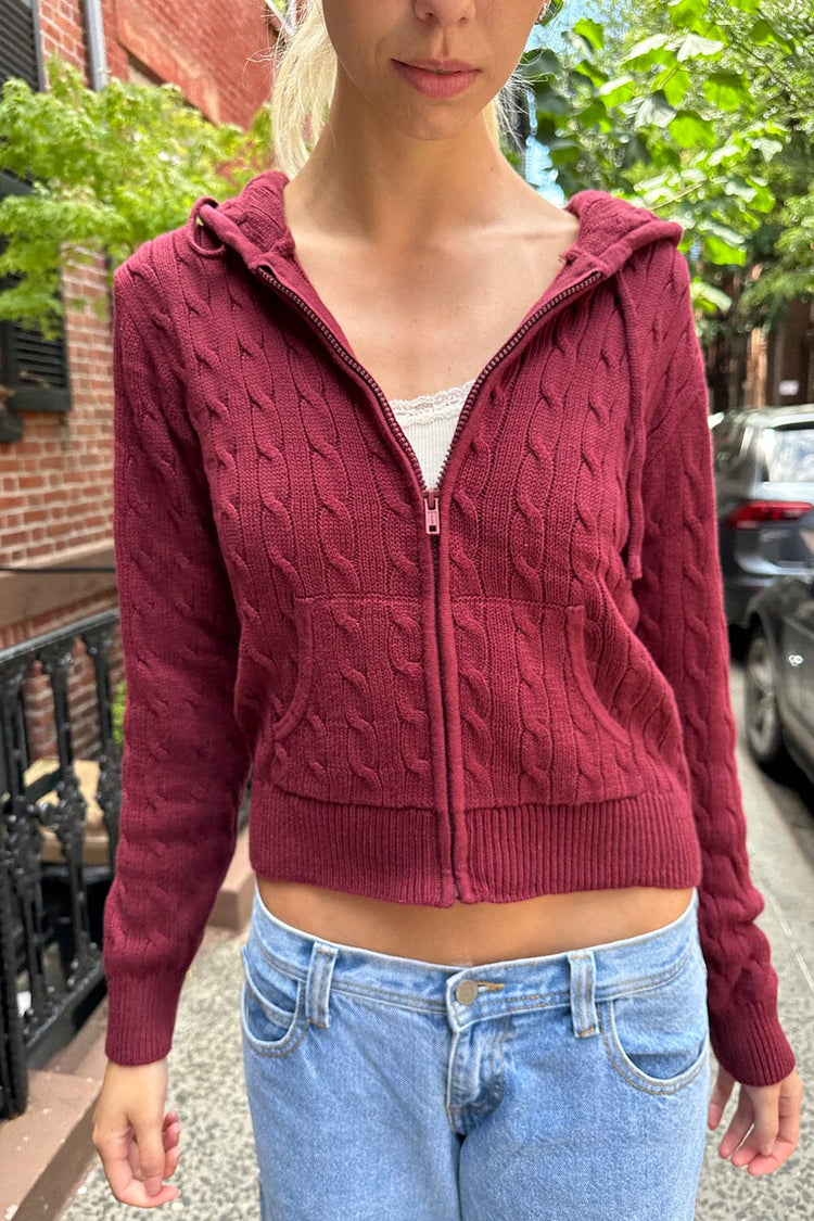 Brandy Melville New | Ayla Cable Knit Hoodie
