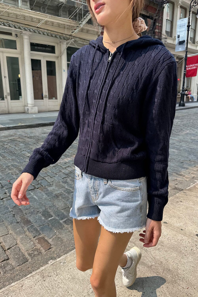 Brandy Melville New | Ayla Cable Knit Hoodie