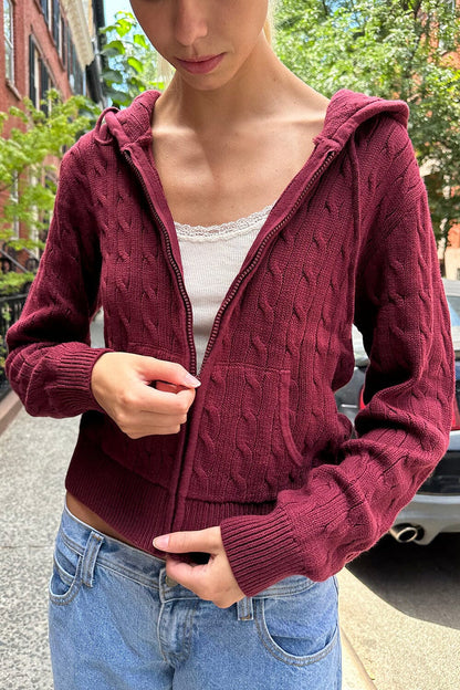 Brandy Melville New | Ayla Cable Knit Hoodie