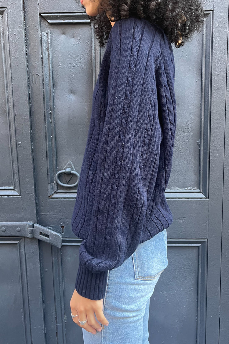 Brandy Melville Everyday | Ida Cotton Cable Knit V-Neck Sweater