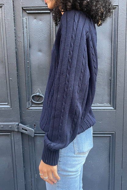 Brandy Melville Everyday | Ida Cotton Cable Knit V-Neck Sweater