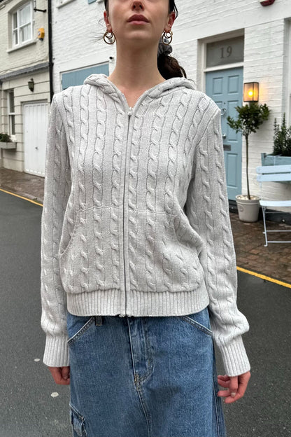 Brandy Melville Classic | Ayla Cable Knit Zip-Up Sweater
