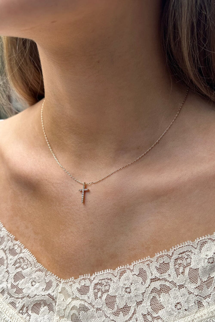 Brandy Melville Popular | Rhinestone Cross Necklace