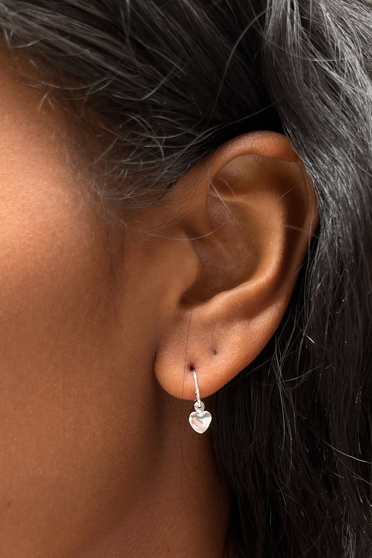 Brandy Melville Popular | Sterling Silver Heart Charm Earrings