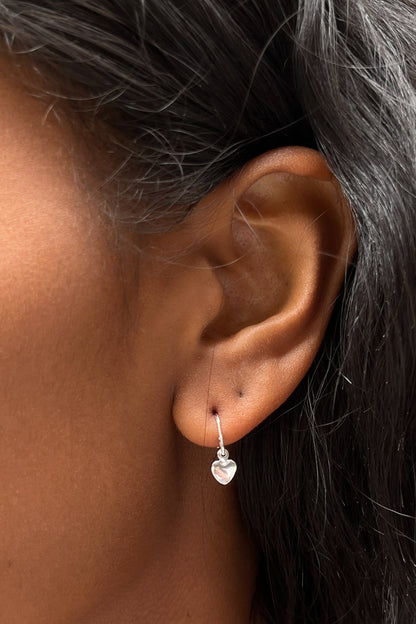 Brandy Melville Popular | Sterling Silver Heart Charm Earrings