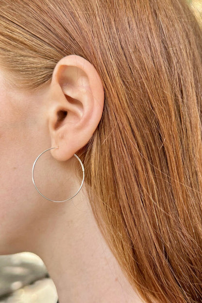 Brandy Melville Signature | Sterling Silver Thin Hoop Earrings