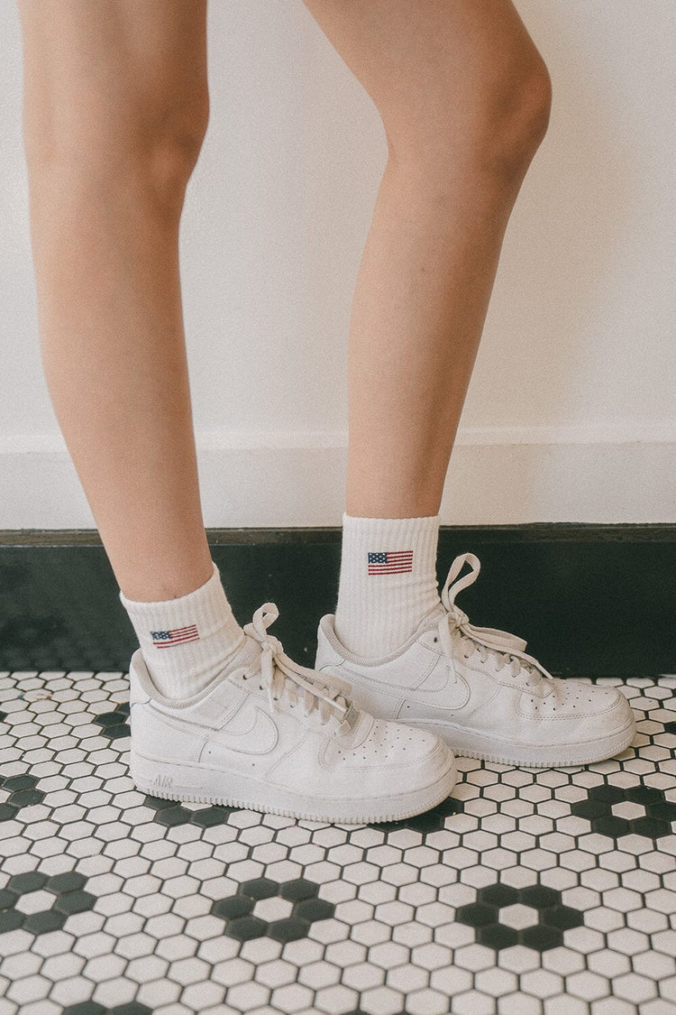 Brandy Melville Discount | American Flag Crew Socks